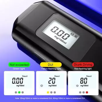 Бесконтактный алкотестер светодиодный цифровой алкотестер точность алкотестер диагностический инструмент с аварийным резаком ремня безопасности чёрный