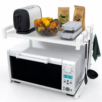 BESONT Верхняя полка для кухонной плиты Стальная стойка Ширина телескопической нагрузки 30 кг Подставка для кухонной плиты Полка для хранения (39-54см) (Белый С) белый