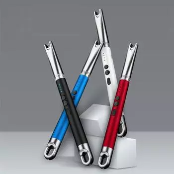 Беспламенная электрическая дуговая зажигалка со светодиодной подсветкой USB аккумуляторная зажигалка для свечей Безопасный ветрозащитный лагерь чёрный