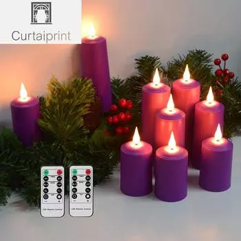 Беспламенная светодиодная свеча, на батарейках, с таймером, украшение для дома, мигающая, ко Дню святого Валентина, светодиодные свечи, 6 шт. свечей