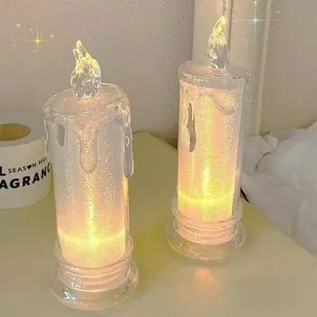Беспламенные чайные светильники, имитация акриловых свечей, свадебный светильник, романтические свечи, лампа для дня рождения, Рождества, домашнего декора, подарок
