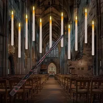 Беспламенные плавающие свечи с волшебной палочкой, мерцающие теплым светом, светодиодные конические свечи для Рождества, Хэллоуина, работающие от батареек, декор