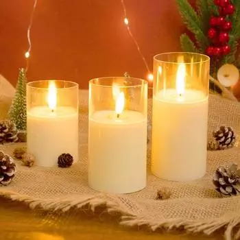 Беспламенные свечи романтические светодиодные свечи на батарейках для домашней вечеринки, свадьбы, весны, декор для ванной комнаты, 3 размера S
