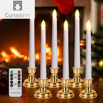 Беспламенные светодиодные настольные свечи с дистанционным таймером, работающие от батареек, мерцающие, светодиодные, для украшения дома, 6 шт. свечей