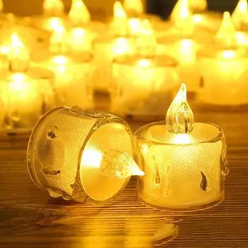 Беспламенные светодиодные свечи, креативные светодиодные лампы для чая с пожеланиями, теплый белый цвет, украшение на Хэллоуин, свадьбу, Рождество, свечи 6pcs