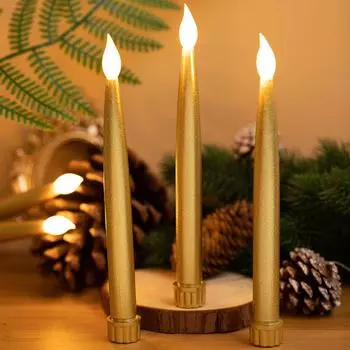 Беспламенный светильник с длинным столбом на Рождество. Длинный столб. Светодиодные свечи. Длинный столб. Декоративные световые свечи, 2 шт. Золото. Лучше всего подходит для свадьбы. золотой