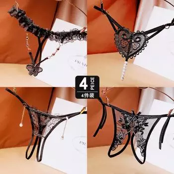 [Бесплатная доставка] 2/4 отдельных упаковки, черное сексуальное нижнее белье для женщин, открытый файл, свободный от искушения, сексуальные стринги average size 80-60 kg