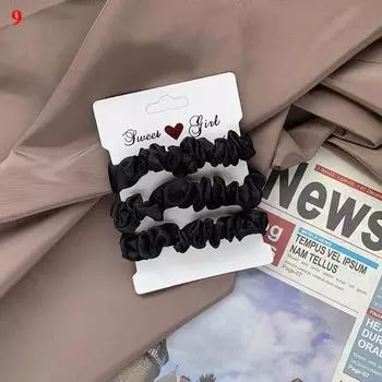 Бесплатная доставка 3 шт./набор атласные шелковые резинки для волос набор цветочный однотонный женский резинка для волос держатель для хвостика аксессуары для волос