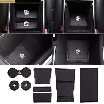 Бесплатная доставка для Tesla Model 3 2018 Gate slot Cup Mat Storage Model 8PCS Car 8PCS