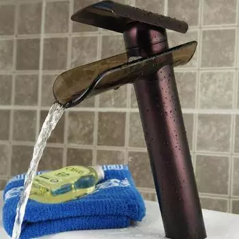 Бесплатная доставка Стеклянный кран BAKALA. Водопадный кран, кран для раковины, смеситель для ванной из цельной латуни LH-8022R