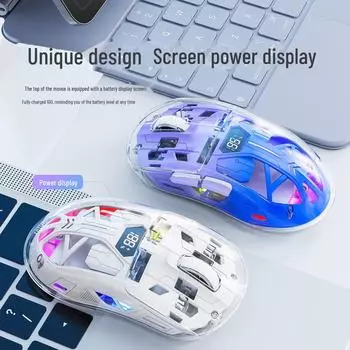 Бесплатная двухрежимная беспроводная мышь Wolf A2 RGB: Прозрачный дисплей для игр и офиса Wireless Bluetooth Dual Mode