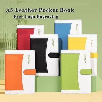 (Бесплатная гравировка логотипа.) Блокнот А5 с пряжкой, простой блокнот для женщин, студенческая учетная книга, дневник, книга записей деловых встреч, книга выдержек. A синий