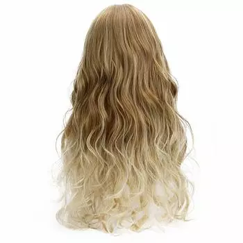Бесплатная красота полная длинная смешанная для переодевания в стиле Харадзюку для повседневного использования парик, свободный, волна, цвет, женщины, градиент, челка, стиль, парик, подарок, (Коричневый +