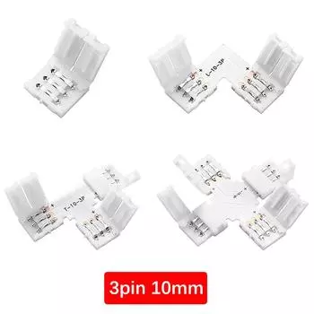 Бесплатная пайка 3PIN WS2812B WS2811 светодиодная лента разъем для соединения угловой прямой угол 10 мм для ws2811 2812 полоса света ленты 5PCS