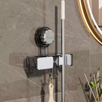 Бесплатная присоска для швабры с зажимом для настенного крепления, настенный держатель для хранения швабры, зажим для швабры, ванная комната белый