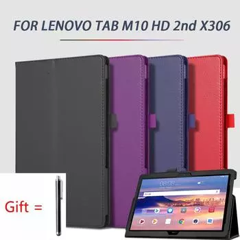 Бесплатная ручка с чехлом для Lenovo Tab M10 HD 10,1 ТБ X306F X306X Funda, чехол-подставка для планшета, чехлы для Lenovo M10 HD 2-го поколения, кожаный чехол M10 HD(2ND) TB-X306 красный