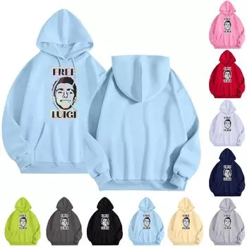 БЕСПЛАТНО LULGI Женская мода с длинным рукавом, однотонная, с круглым вырезом, с принтом LuLgi, толстовка с капюшоном L розовый