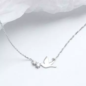 Бесплатное ожерелье «Белый голубь» с женственным темпераментом, цепочка на ключицу в стиле «Лесная фея» с цирконами и мягкой цепочкой для девочек