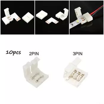 Беспрепятственное подключение светодиодных лент, 10 шт., 2/3-контактные разъемы 8 мм, без пайки 3Pin