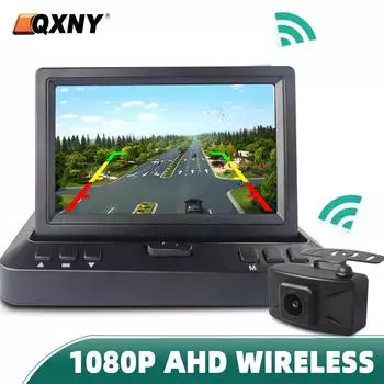 Беспроводная AHD 1080P резервная камера заднего вида WIFI 4,3/5-дюймовый HD парковочный монитор для грузовиков, автобусов, автомобилей, транспортных средств, ночное видение