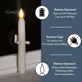 Беспроводная электрическая лампа-свеча с датчиком мягкое свечение 3D мерцающее пламя светодиодные свечи на батарейках с присосками 2pcs