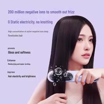 Беспроводная электрическая расческа для выпрямления и завивки волос с отрицательными ионами — инструмент для укладки двойного назначения розовый