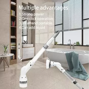 Беспроводная электрическая щетка для чистки, вращающаяся щетка для чистки, многофункциональные чистящие инструменты для гостиной, кухни, ванной комнаты, гаджеты для чистки белый