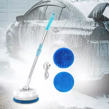 Беспроводная электрическая швабра для мытья полов, выдвижной инструмент для чистки потолка, длинная ручка, скруббер, полировщик синий