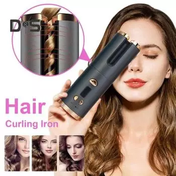 Беспроводная автоматическая плойка для волос с 6 регулируемыми температурами и таймером, перезаряжаемая, быстро нагревающаяся, портативная электрическая плойка для завивки волос, укладка волос розовый/золотой