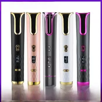 Беспроводная автоматическая плойка с ЖК-дисплеем и зарядкой через USB SL-808 серый/фиолетовый