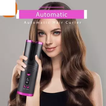 Беспроводная автоматическая щипцы для завивки волос Керамический утюжок с быстрым нагревом, регулируемой температурой и ЖК-дисплеем Перезаряжаемая палочка для завивки волос Стайлер для волос для путешествий