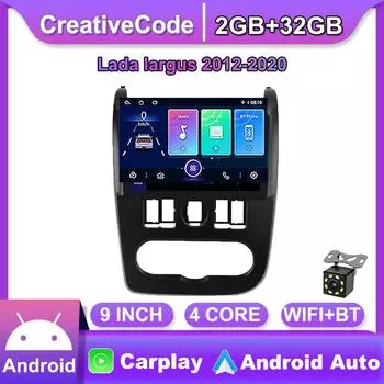 Беспроводная автомобильная магнитола 2 Din Android Carplay для Lada Largus 2012-2020 мультимедийный видеоплеер WIFI IPS GPS SIM-навигация аудио 2 + 32 ГБ 1+16GB