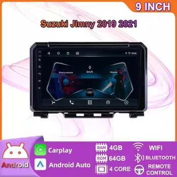 Беспроводная автомобильная магнитола на базе Android Carplay для Suzuki Jimny 2019-2021, мультимедийный видеоплеер, GPS-навигация, WIFI, 4 + 64 ГБ 2+32GB