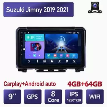 Беспроводная автомобильная магнитола на базе Android Carplay для Suzuki Jimny 2019-2021, мультимедийный видеоплеер, GPS-навигация, WIFI, 4 + 64 ГБ 2+32GB