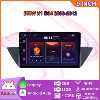 Беспроводная автомобильная стереосистема на базе Android Carplay для BMW X1 E84 2009-2012, мультимедийный видеоплеер, GPS-навигация, WIFI, 2 + 32 ГБ 2+32GB