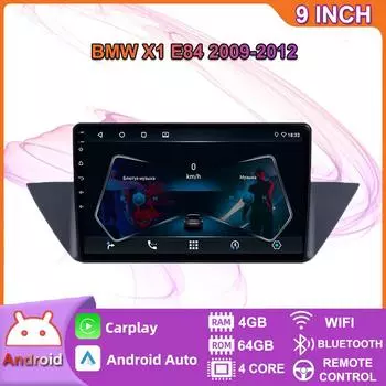 Беспроводная автомобильная стереосистема на базе Android Carplay для BMW X1 E84 2009-2012, мультимедийный видеоплеер, GPS-навигация, WIFI, 4 + 64 ГБ 2+32GB