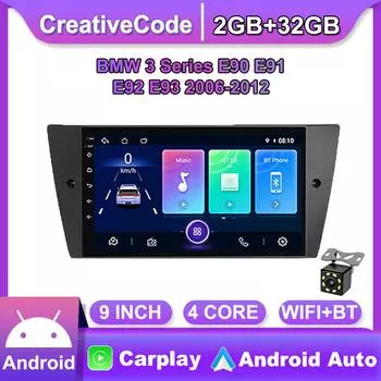 Беспроводная автомобильная стереосистема на базе Android Carplay для BMW 3 серии E90 E91 E92 E93 2006-2012 мультимедийный видеоплеер GPS-навигация WIFI 2 + 32 ГБ 1+16GB