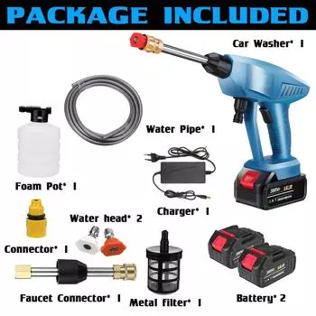 Беспроводная автомойка высокого давления 1000 Вт, 90 бар, 388VF, водяной пистолет-спрей, портативная стиральная машина, генератор пены для батареи Makit 18 В темно-синий