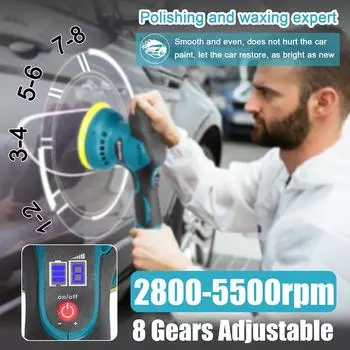 Беспроводная эксцентриковая полировальная машина для автомобиля, электрическая полировальная машина для автомобиля, многофункциональная для полировки металла и дерева US Plug разноцветный