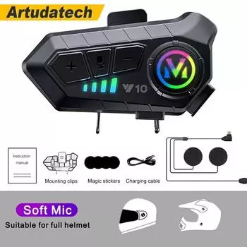 Беспроводная Bluetooth5.3 гарнитура для мотоциклетного шлема, водонепроницаемая, 300 м, динамик, наушники Intercomunicador