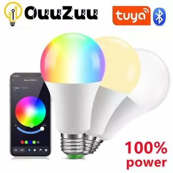 Беспроводная Bluetooth 4.0 умная лампа Tuya с управлением через приложение с регулируемой яркостью 9 Вт E27 RGB + CW + WW светодиодная лампа с изменением цвета, совместимая с IOS/Android 100-130V
