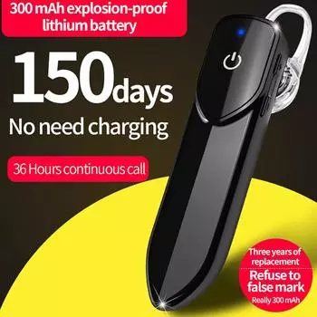 Беспроводная Bluetooth-гарнитура Бизнес-гарнитура Hands-Free с длительным режимом ожидания V5.0 Наушники Водонепроницаемые спортивные наушники с микрофоном для вождения белый