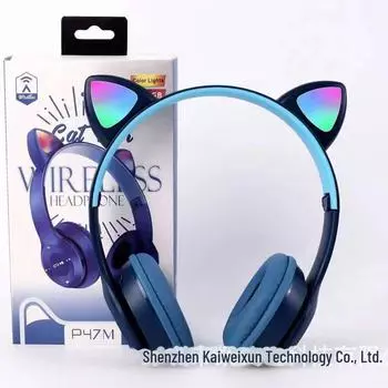 Беспроводная Bluetooth-гарнитура Cat Ear серии P47M темно-синий