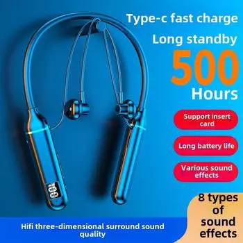 Беспроводная Bluetooth-гарнитура для шеи с дисплеем питания и длительным временем ожидания чёрный