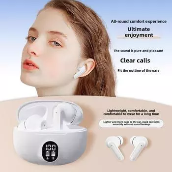 Беспроводная Bluetooth-гарнитура с цифровым дисплеем, сверхдолговечна, удобная, без задержек, с шумоподавлением, универсальная игровая TWS-гарнитура чёрный