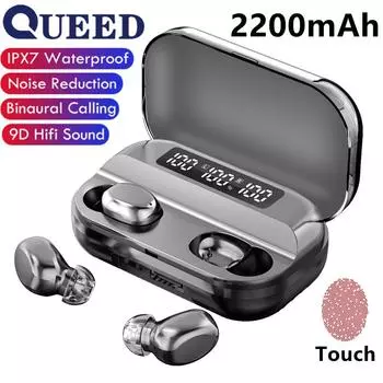 Беспроводная Bluetooth-гарнитура с двумя наушниками и длительным временем ожидания, гарнитура с аккумулятором чёрный