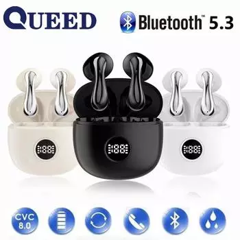 Беспроводная Bluetooth-гарнитура с каплями воды, полувкладышами, ультра-длительным сроком службы батареи и большим количеством водонепроницаемых наушников