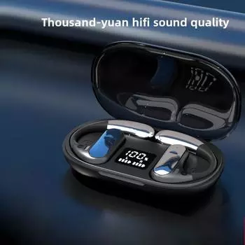 Беспроводная Bluetooth-гарнитура с костной проводимостью, подвесная, спортивная, комфортная, без ощущений и долгим сроком службы батареи чёрный