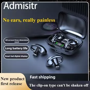 Беспроводная Bluetooth-гарнитура с костной проводимостью, которая крепится на ухо, безболезненна для ношения чёрный