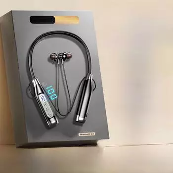 Беспроводная Bluetooth-гарнитура с шейным ободом, шумоподавлением, расширенным режимом ожидания, функциями музыки и вызовов, совместимостью с караоке nude чёрный